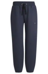 Hugo Boss Cuffed Tracksuit Bottoms In Melange Cotton In Dark Blue