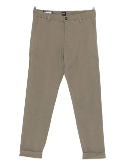 Hugo Boss Cuffed Trousers In Brown