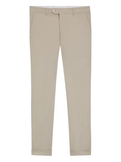 Hugo Boss Washable Slim-fit Trousers In Stretch Cotton In Brown