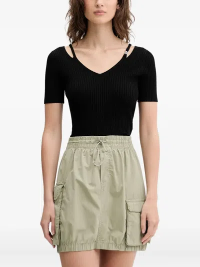 Hugo Boss Cut-out Ribbed Top In Black