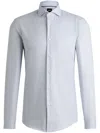 Hugo Boss Regular-fit Shirt In Cotton And Cashmere In Blue