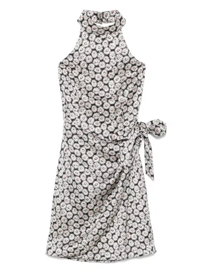 Hugo Boss Daisy-print Mini Dress In Black