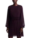 Hugo Boss Boss Daliette Pleated Long Sleeve Dress In Purple