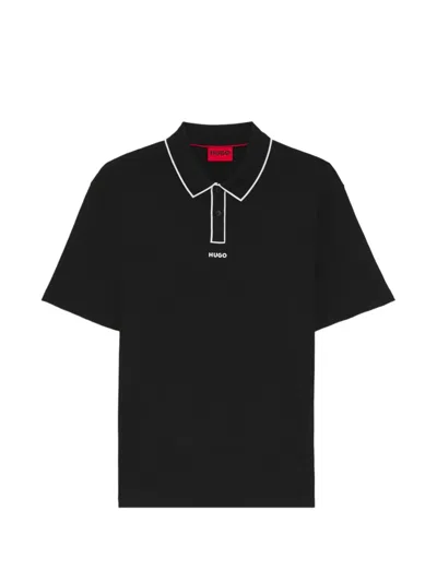 Hugo Boss Dalumo Contrast-trim Polo Shirt In Black