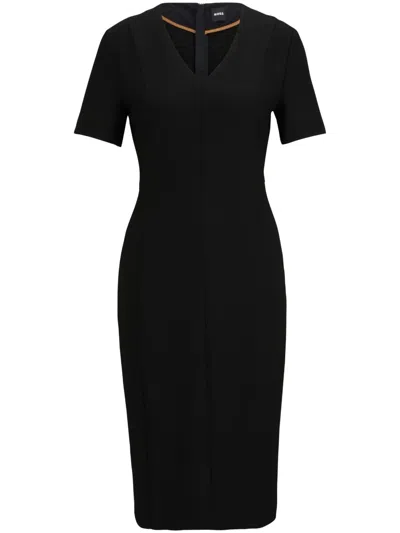Hugo Boss Slim-fit Dress With Full Rear Zip In Black