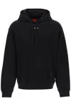 Hugo Boss Relaxed-fit Cotton-terry Hoodie With Handwritten Logo In Black