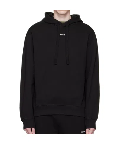 Hugo Boss Dapo Logo-print Drawstring Hoodie In Black