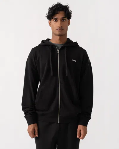 Hugo Boss Dapozip Mens Cotton-terry Zip-up Hoodie With Logo Print In Black 001