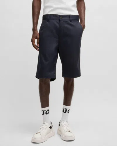 Hugo Boss Darik241 Mens Regular-fit Shorts With Slim Leg And Buttoned Pockets