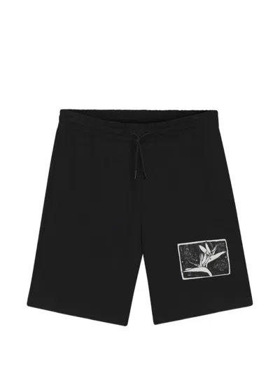 Hugo Boss Darispan Cotton-terry Shorts With Artwork-patch In Pink
