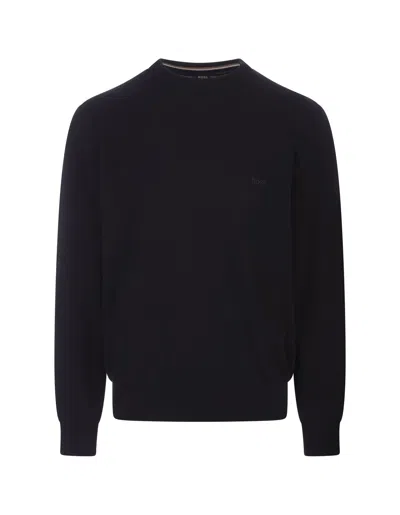 Hugo Boss Pacas-l Cotton Knit Sweater In Dark Blue