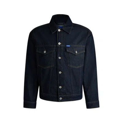 Hugo Boss Dark-blue Denim Jacket With Adjustable Hem