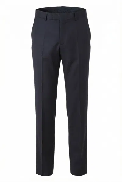 Hugo Boss Dark Blue Lenon Straight-leg Wool Trousers In Black