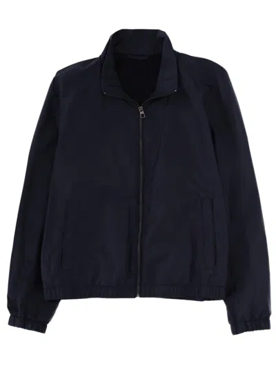 HUGO BOSS MEN DARK BLUE SOLID MOCK COLLAR JACKET
