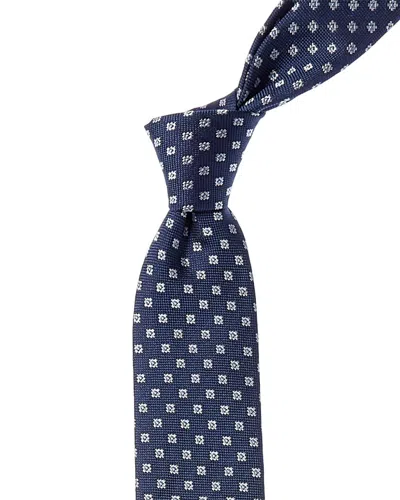 HUGO BOSS HUGO BOSS DARK BLUE SQUARES SILK TIE