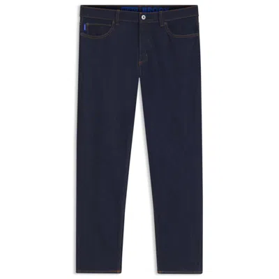 Hugo Boss Dark-blue Tapered-fit Jeans In Stretch Denim