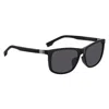 Hugo Boss Dark Grey Square Men's Sunglasses Boss 1617/f/s 0807/ir 59 In Black