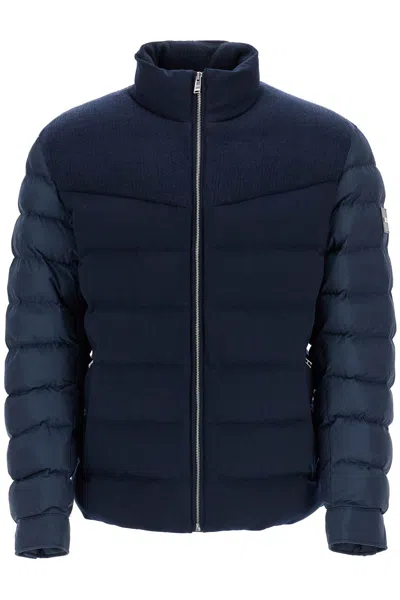Hugo Boss Dark High Collar Padded Coat H Clanello In Blue