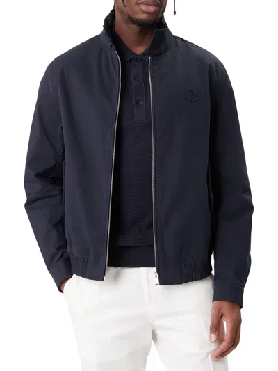 Hugo Boss Dark Navy Zip-up Jacket With Round Logo Patch In Black