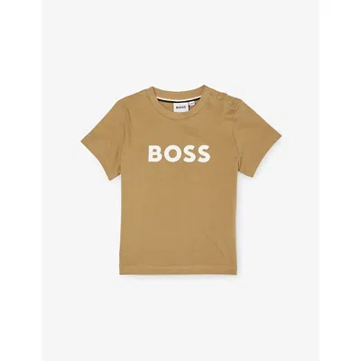 Hugo Boss Babies' Dark Stone Logo-print Cotton-jersey T-shirt 3-3 In Gray