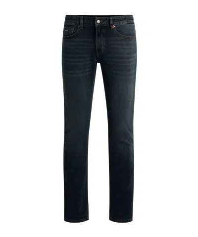 Hugo Boss Darkblue Washed Denim Jeans In Blue