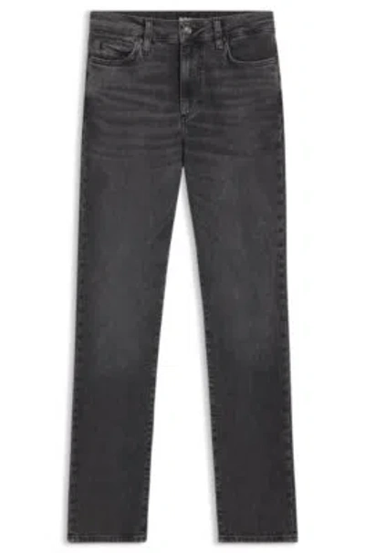 Hugo Boss Dark-grey Slim-fit Jeans In Performance-stretch Denim In Gray