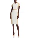 Hugo Boss Boss Darsa Colorblock Midi Sheath Dress In Soft Cream Beige Combo