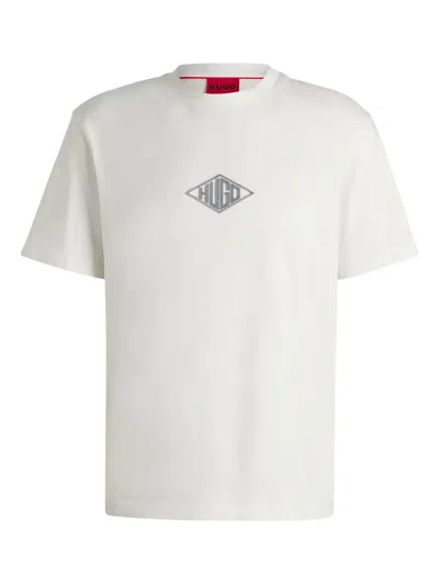 Hugo Boss Relaxed-fit T-shirt In Cotton With Embroidered Logo In White