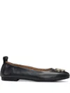 Hugo Boss Nappa-leather Ballerina Pumps With Double B Monogram Hardware In Black