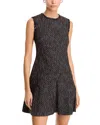 Hugo Boss Boss Datana Sleeveless Stripe Tweed Fit & Flare Dress In Striped Tweed