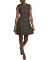 Hugo Boss Datana Tweed Mini Dress In Gray