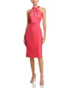 Hugo Boss Datinar Twist Dress In Dark Pink