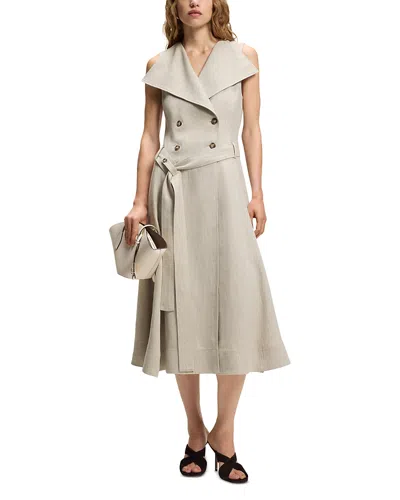Hugo Boss Boss Datrena Trench Midi Dress In Gray