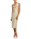 Hugo Boss Satin Relaxed-fit Blouse With Cowl Neckline In Dried Sage