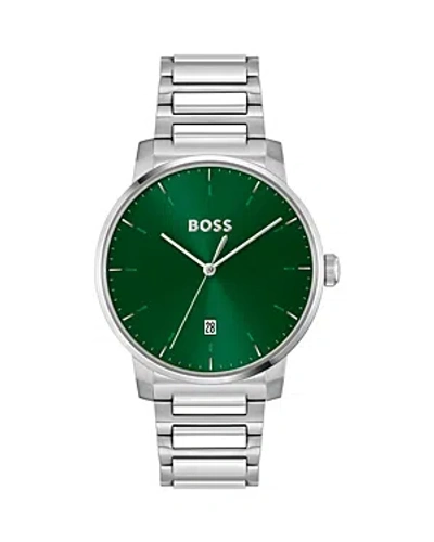 Hugo Boss Boss Men's Dean Quartz Basic Calendar Silver-tone Stainless Steel Watch 41mm In Assorted-pre-pack