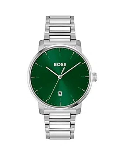 Hugo Boss Men's Dean Quartz Basic Calendar Silver-tone Stainless Steel Watch 41mm In Assorted-pre-pack