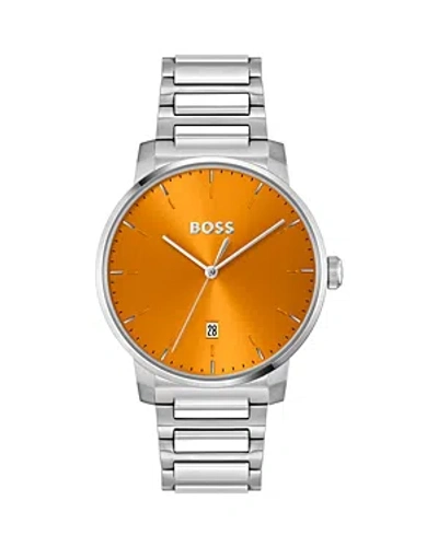 Hugo Boss Men's Dean Quartz Basic Calendar Silver-tone Stainless Steel Watch 41mm