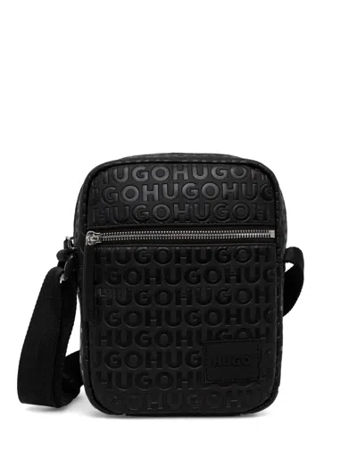 Hugo Boss Debossed-logo Messenger Bag In Black