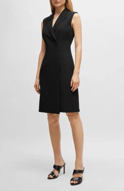 Hugo Boss Blazer-style Sleeveless Dress With Concealed Closure In Black