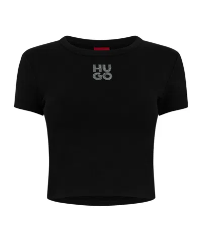 Hugo Boss Delanor Cropped T-shirt In Black