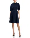 Hugo Boss Shirt Dress In Stretch Cotton With Half Placket In Dark Blue