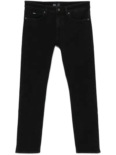Hugo Boss Regular-fit Jeans In Deep Indigo Comfort-stretch Denim In Black