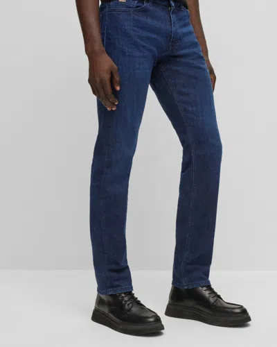 Hugo Boss Delaware Mens Slim-fit Jeans In Blue Super-stretch Denim