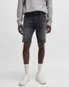 Hugo Boss Delaware Mens Slim-fit Shorts In Black Comfort-stretch Denim In Black