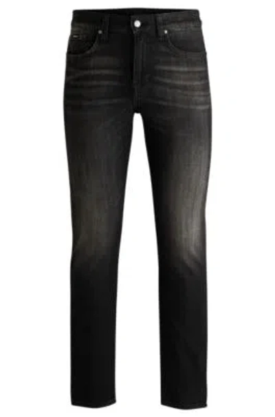 Hugo Boss Delaware Slim-fit Jeans In Black Stretch Denim