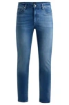 Hugo Boss Delaware Slim-fit Jeans In Blue Cashmere-touch Denim In Blue