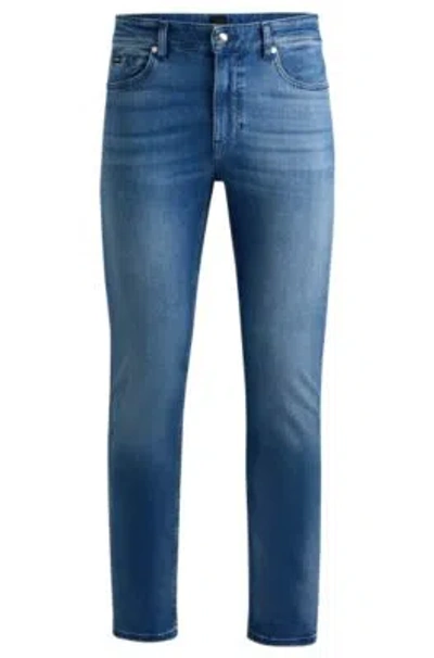 Hugo Boss Delaware Slim-fit Jeans In Blue Cashmere-touch Denim