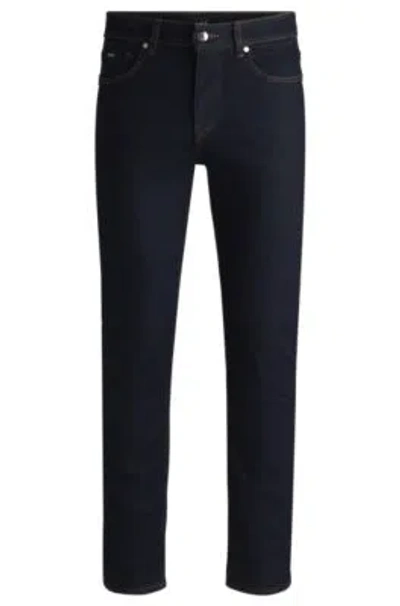 HUGO BOSS DELAWARE SLIM-FIT JEANS IN DARK-BLUE COMFORT-STRETCH DENIM