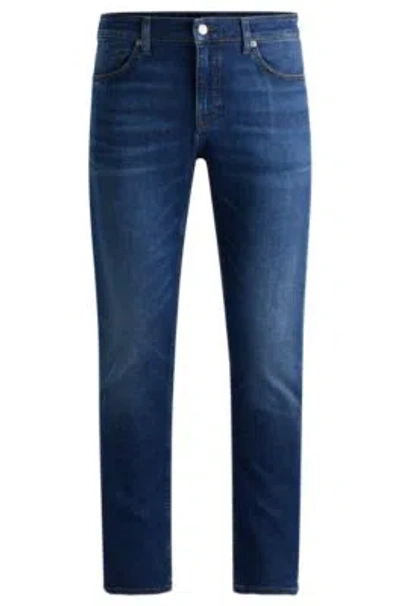 HUGO BOSS DELAWARE SLIM-FIT JEANS IN DARK-BLUE SUPER-SOFT DENIM