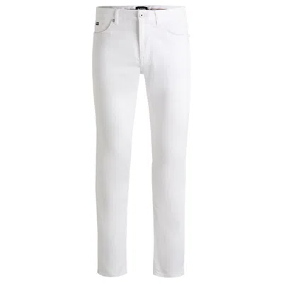 HUGO BOSS DELAWARE SLIM-FIT JEANS IN WHITE STRETCH DENIM